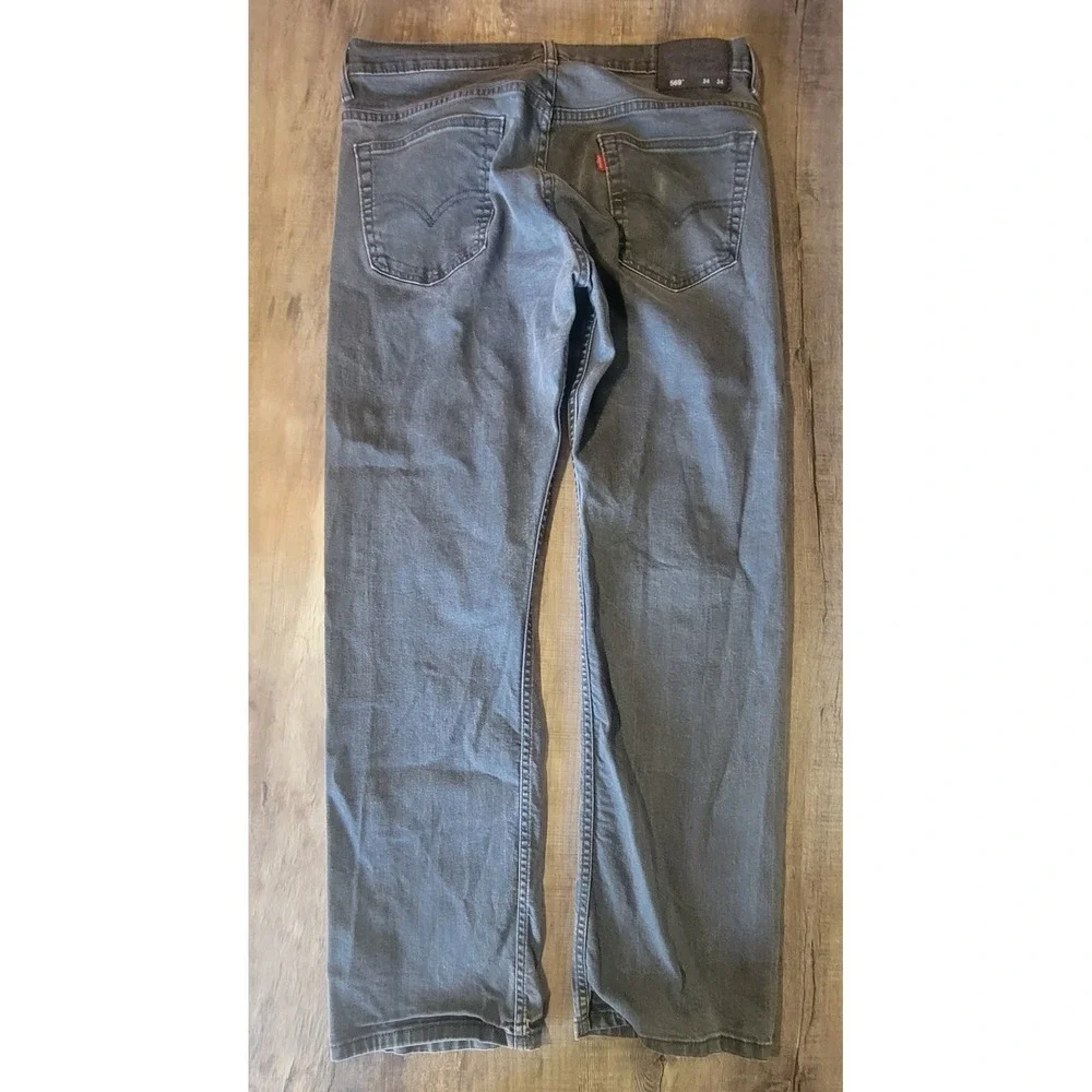 Levi's 569 Loose Fit Straight Mens 34x34 Black Faded Cotton Denim Jeans